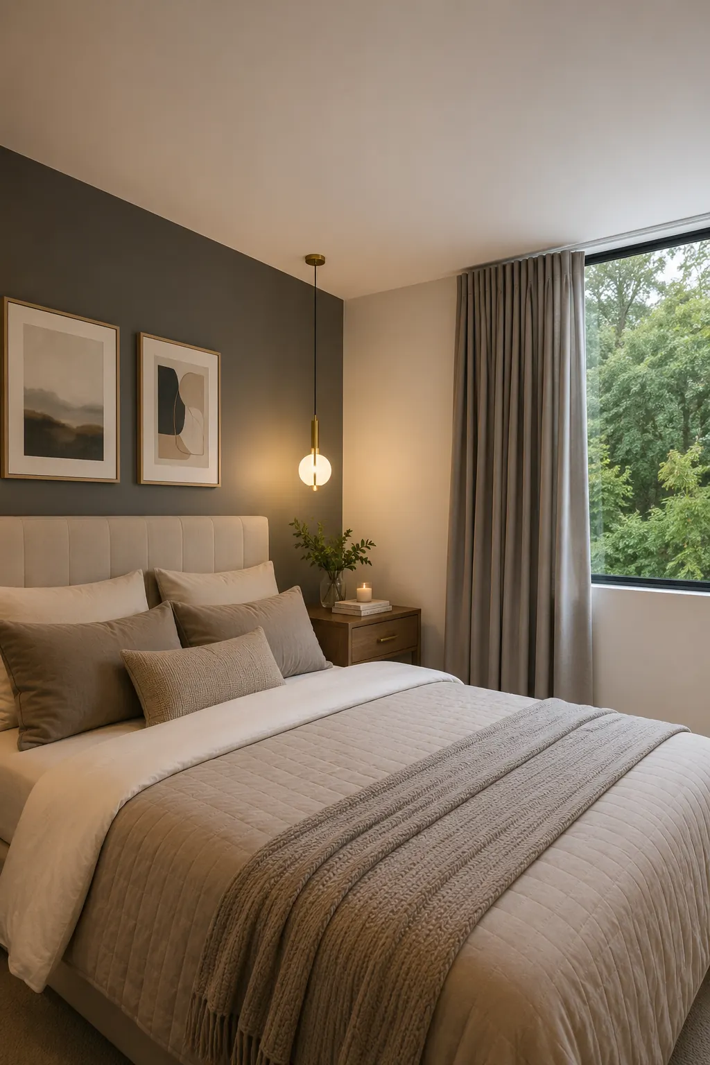 Habitación serena con vista al verde